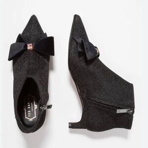 Ted Baker Glitter Black Ankle Booties with Bow